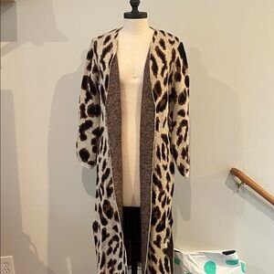 Fashion Nova Leopard Duster sweater coat cardigan XS